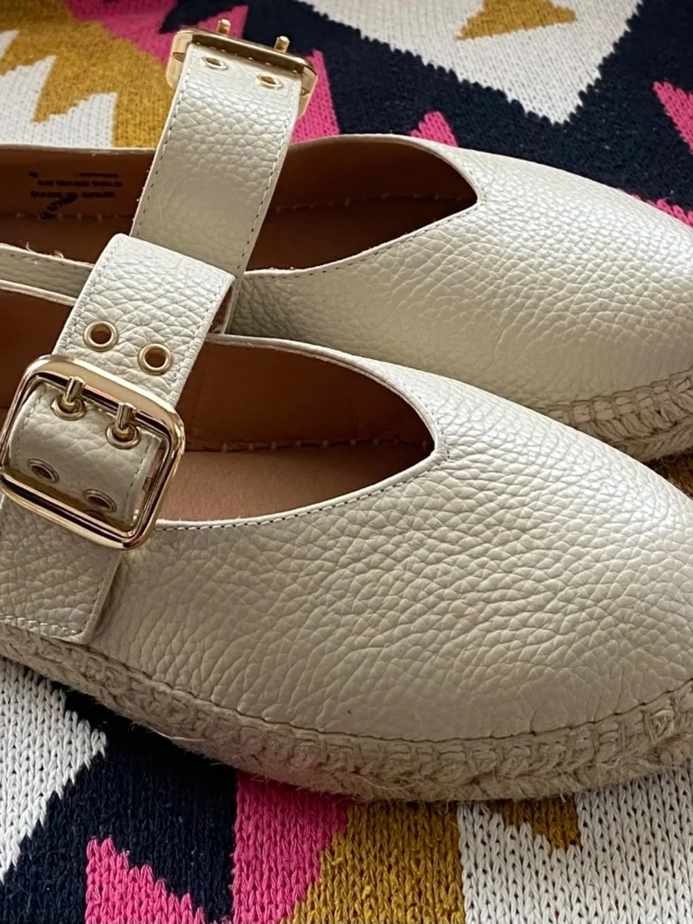 Women’s cream leather espadrille mary janes - Picture 3 of 9